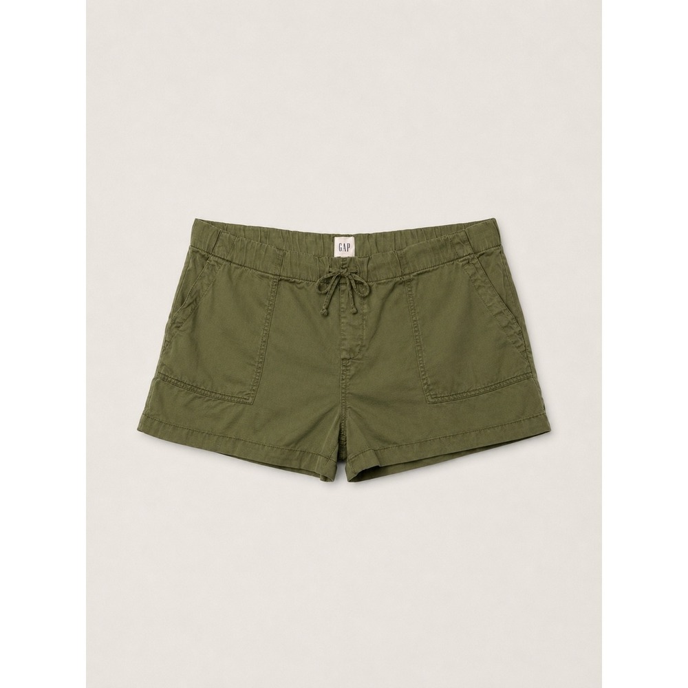 Gap Women Olive Green Lyocell Utility Shorts Elastic Waist Drawstring Size L